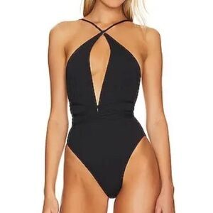 Maaji Safri Black and White Reversible One-Piece Swimsuit, Halter Neckline, NWT